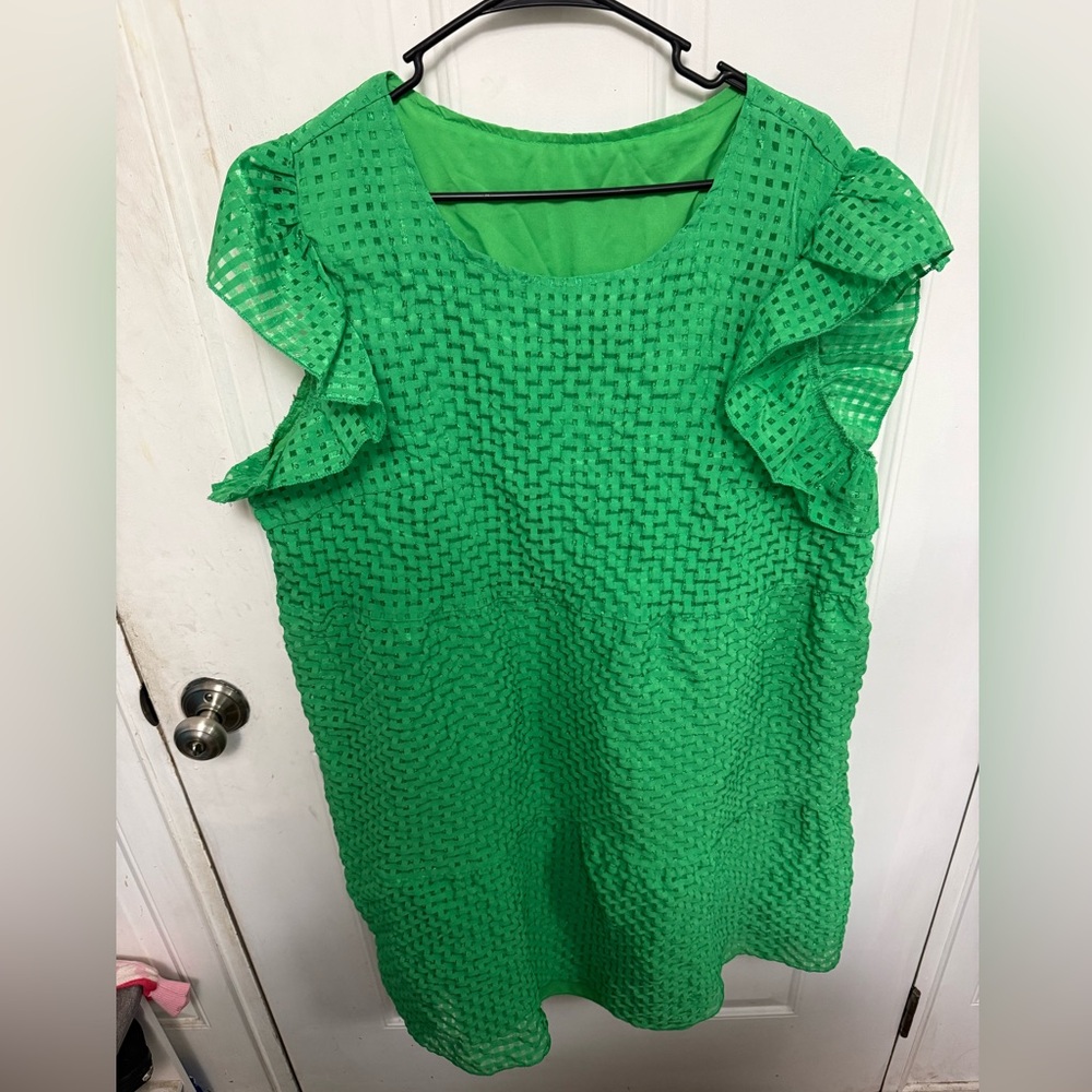 Green Ruffled Sleeve Dress Plus Size